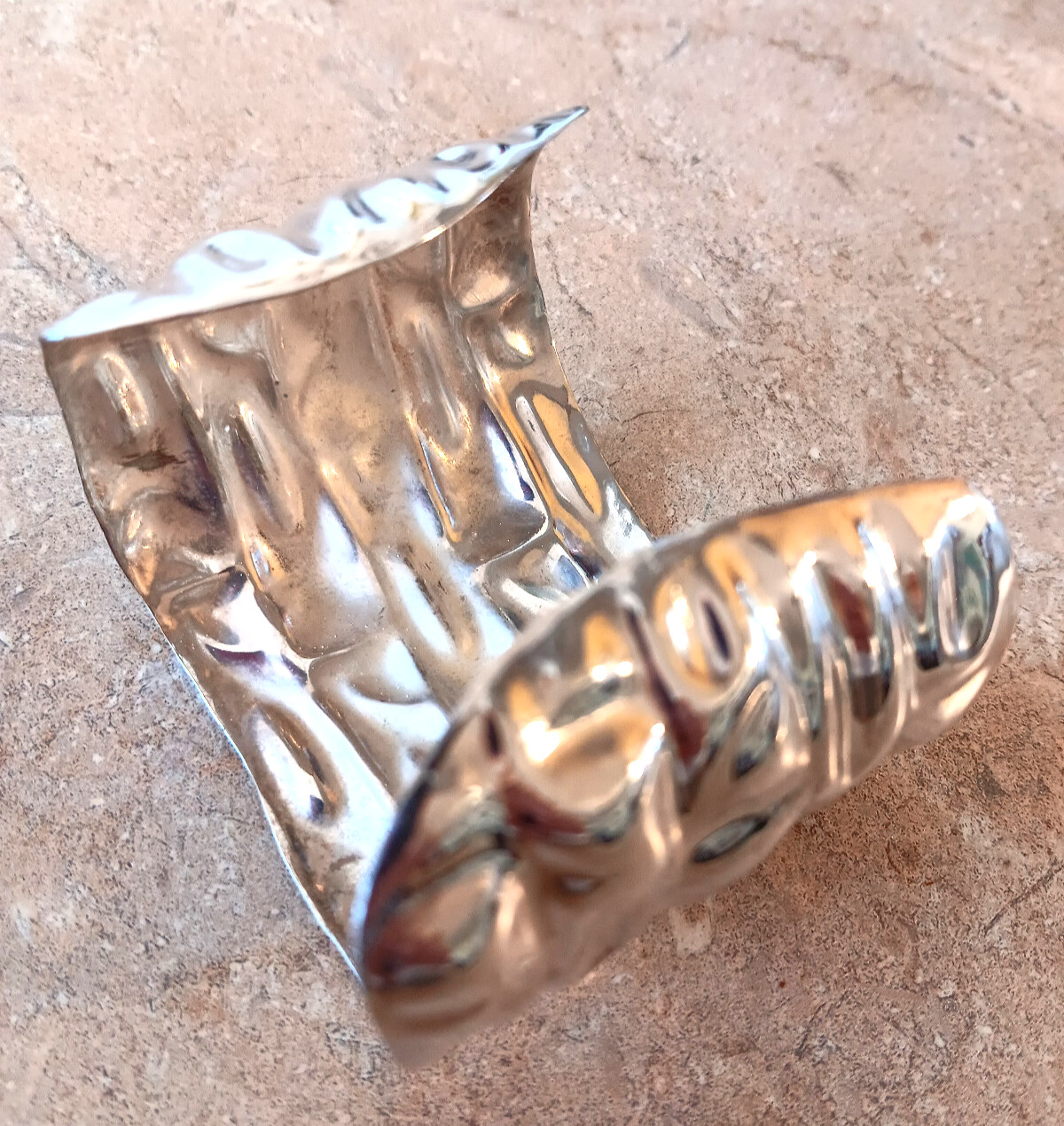 NOS Unsold STERLING SILVER Plated CUFF BRACELET Modernist 1980’s TAXCO MEX
