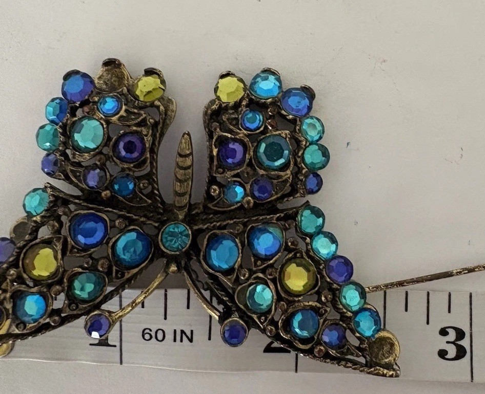 Chico’s Butterfly Pin/Brooch with Blue and Purple And Yellow Stones