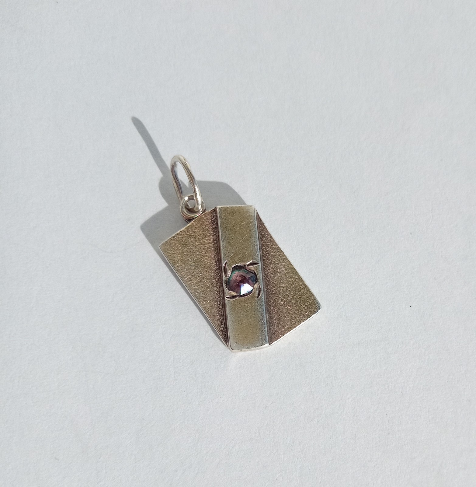 Vintage Pendant Purple stone Gilt Silver 875 test star USSR times Women Jewelry