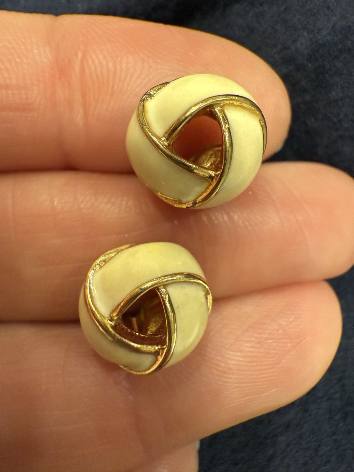 Vintage Monet Ivory And Gold Tone Earrings