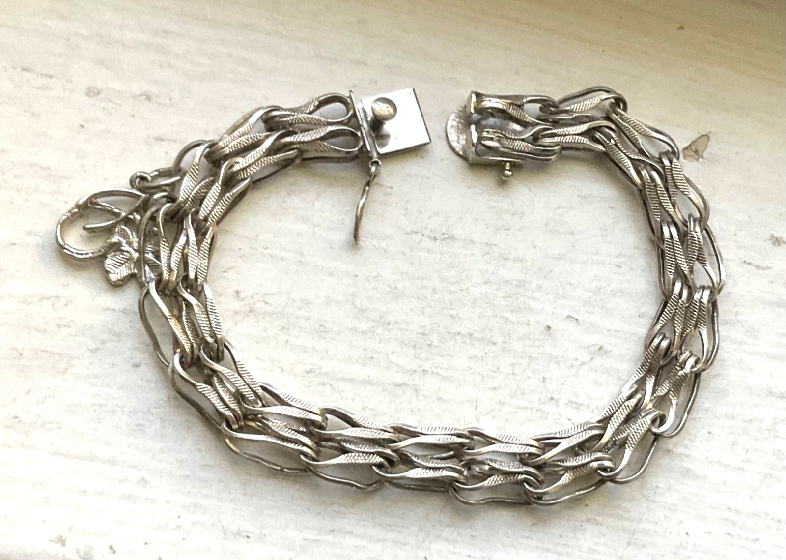 Vintage FORSTNER USA Starter SILVER CHARM BRACELET Wearable 7 1/2” ESTATE