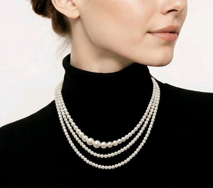 3- Single Strand Vintage Pearls Business Casual Retro Beauty