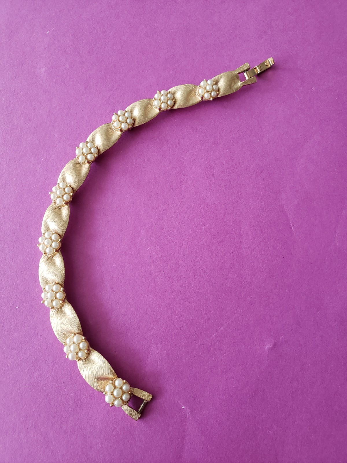 Vintage Crown Trifari Gold Plate Birthday Ribbon Bracelet