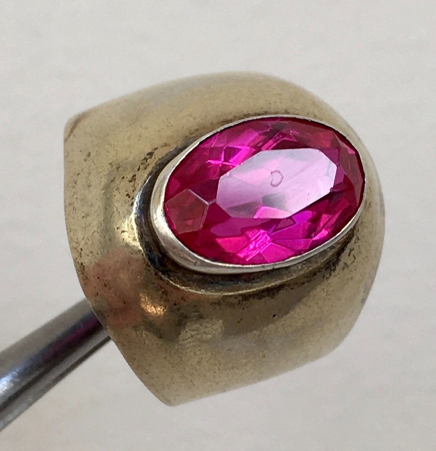 Ring № 16 Vintage Soviet Red Ruby Ring Silver Ring 875☆USSR Ring 7 size 6.95 gr