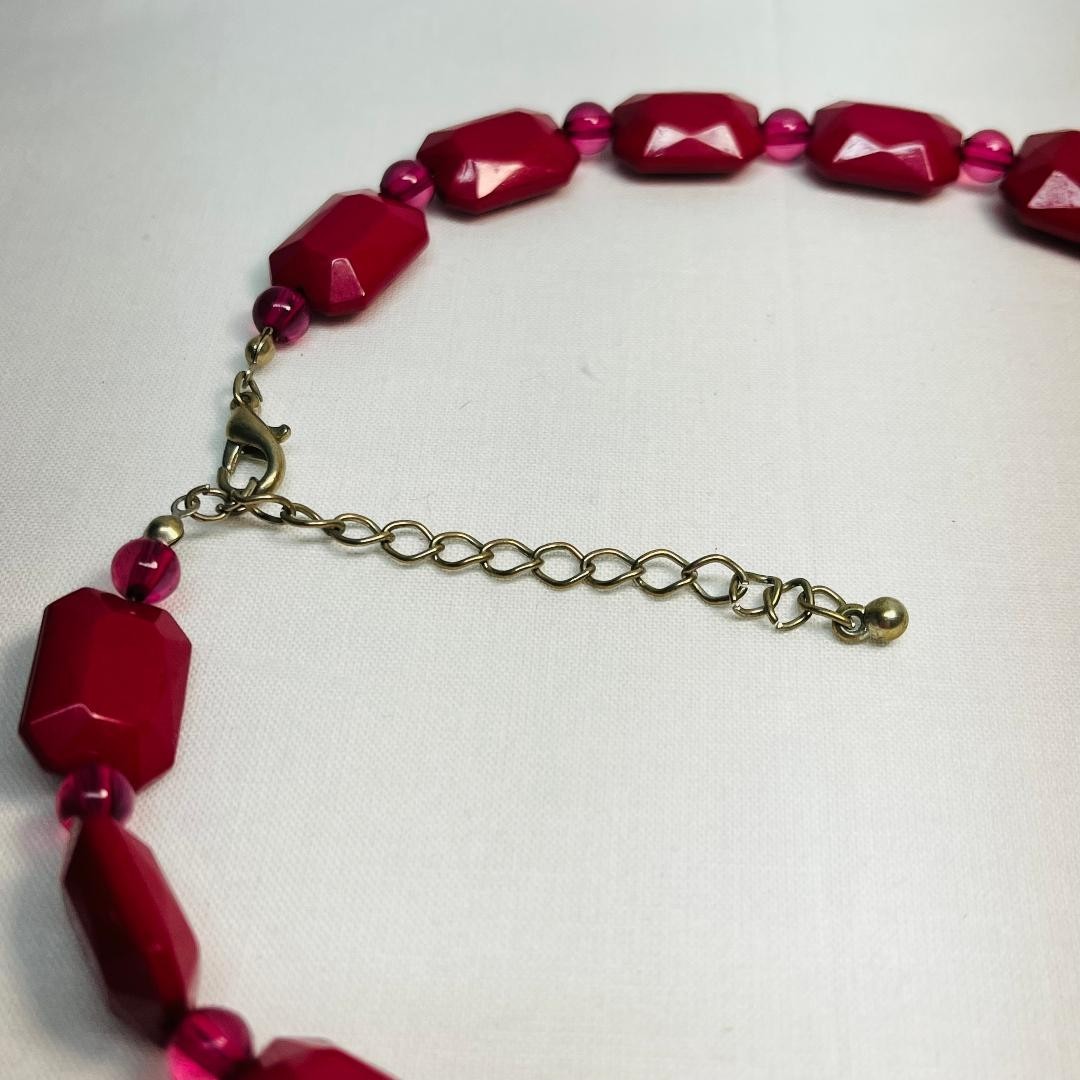 VINTAGE Burgundy Bangle Bracelet 16 in Necklace Lobster Claw Safety Clasp Chain