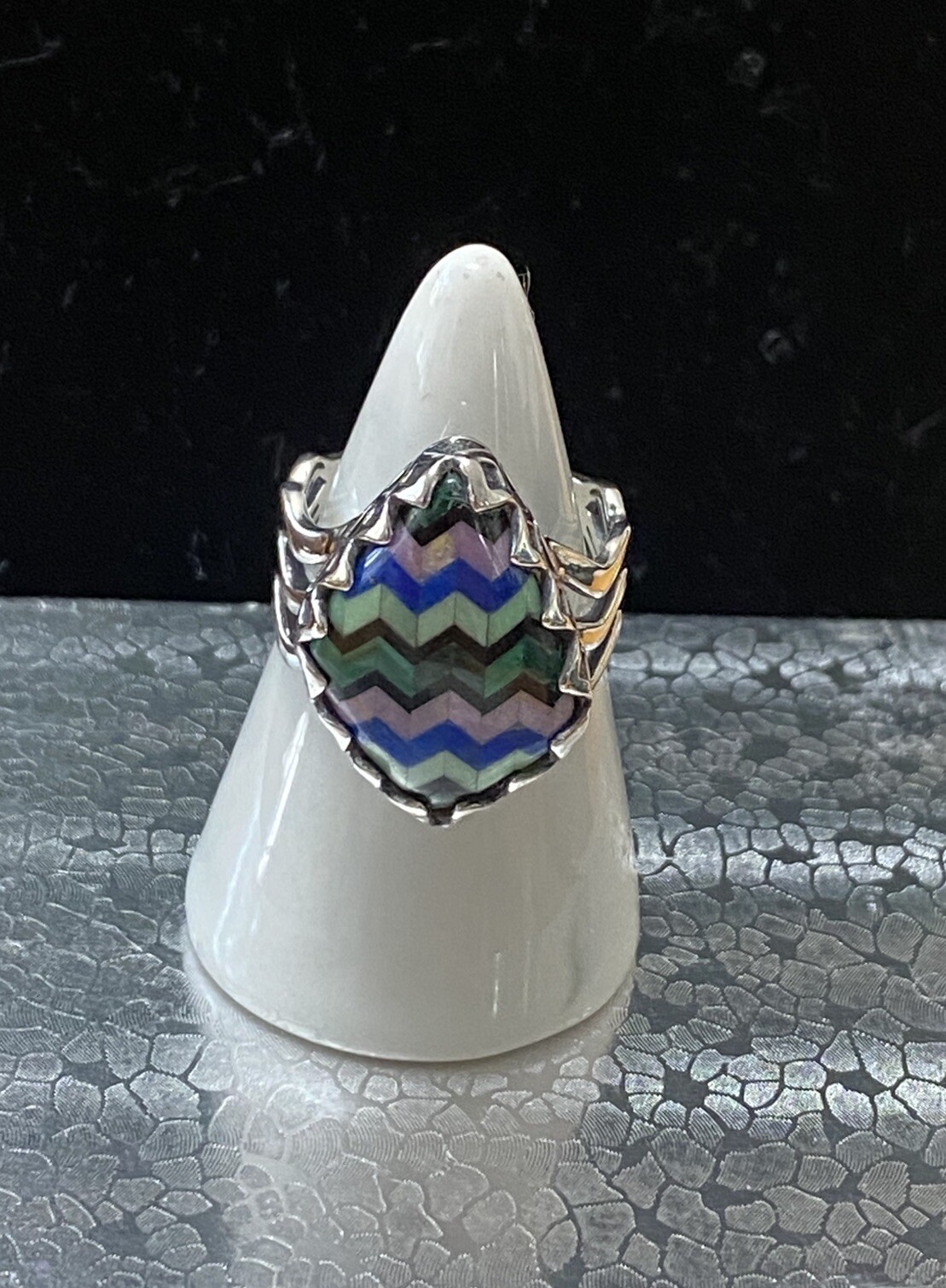 CAROLYN POLLACK Sterling Silver Multicolor Stones, Triple Band Ring, Size 9
