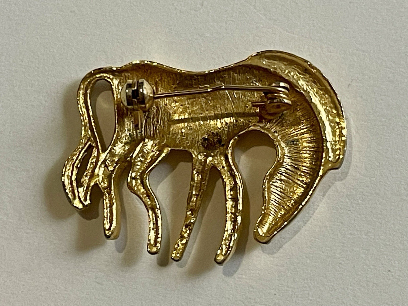 Beautiful Vintage Goldtone Figural ZEBRA Brooch Pin Safari Nature Sculptural