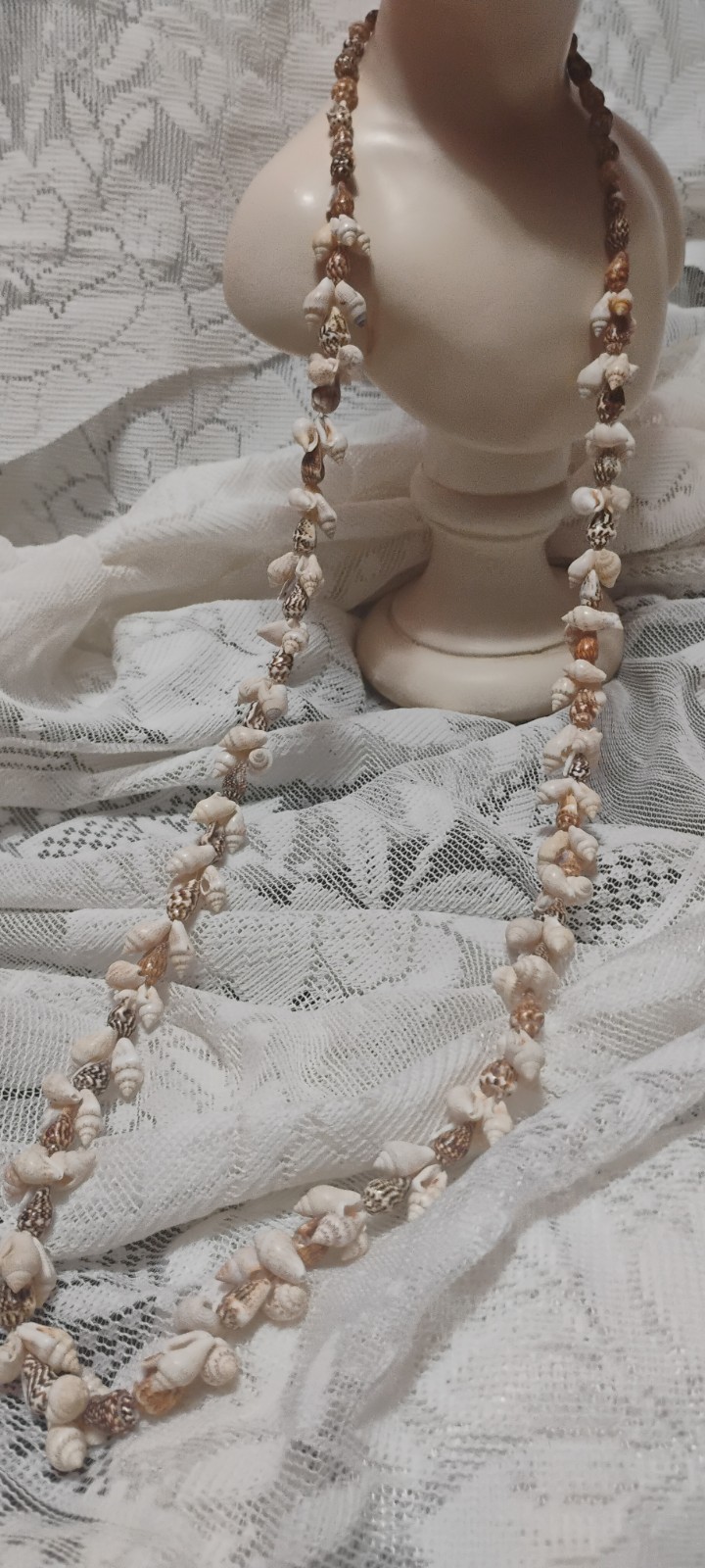 Vintage Boho Natural Small Conch Sea Shell Necklace 36” LONG! Quality Handmade