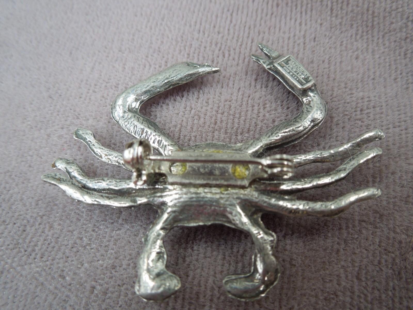 Vintage Salisbury MD Maryland Blue Crab Pewter Brooch Pin