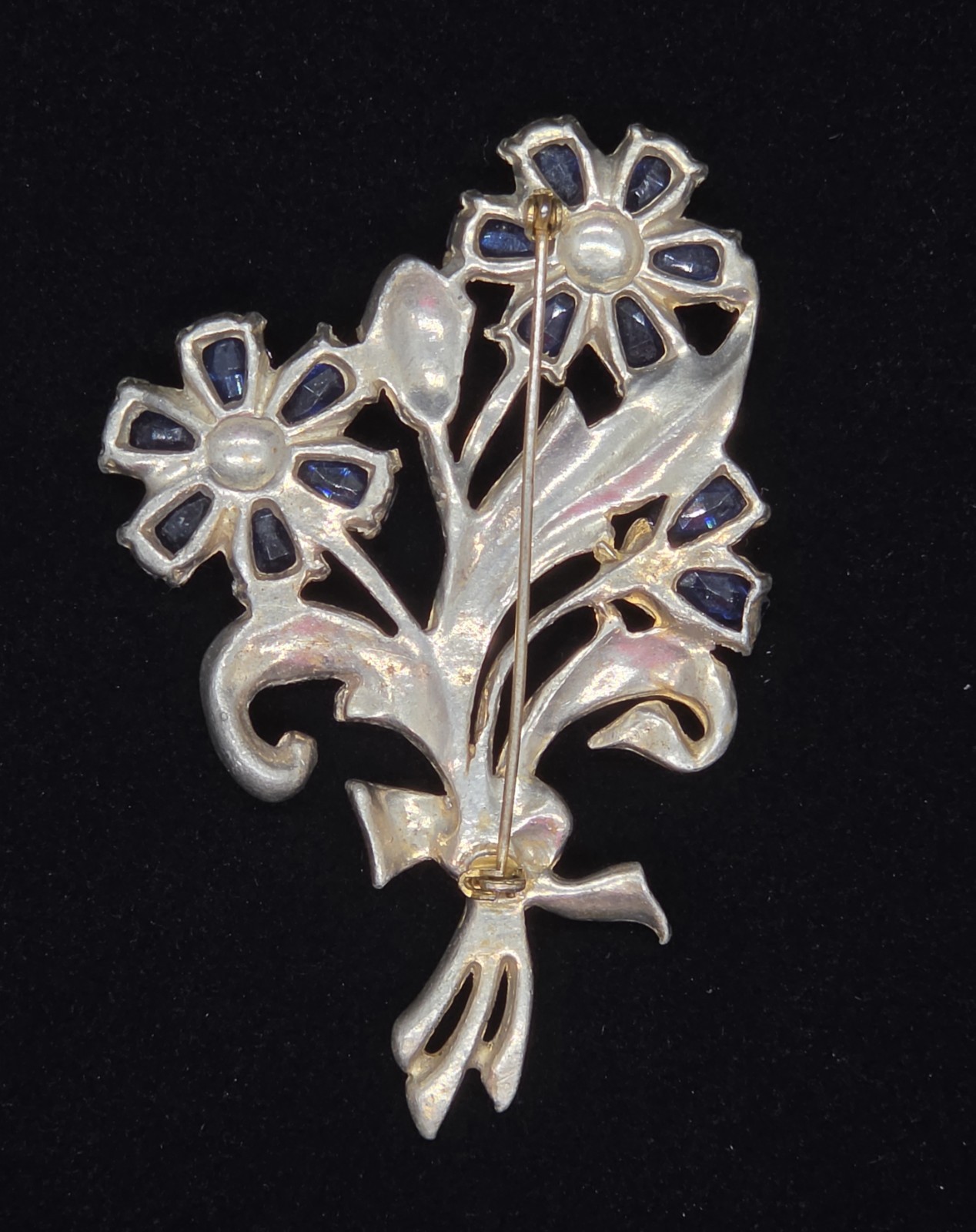 Vtg 1930s Coro Style Floral Bouquet Spray Rhinestone Brooch Pin