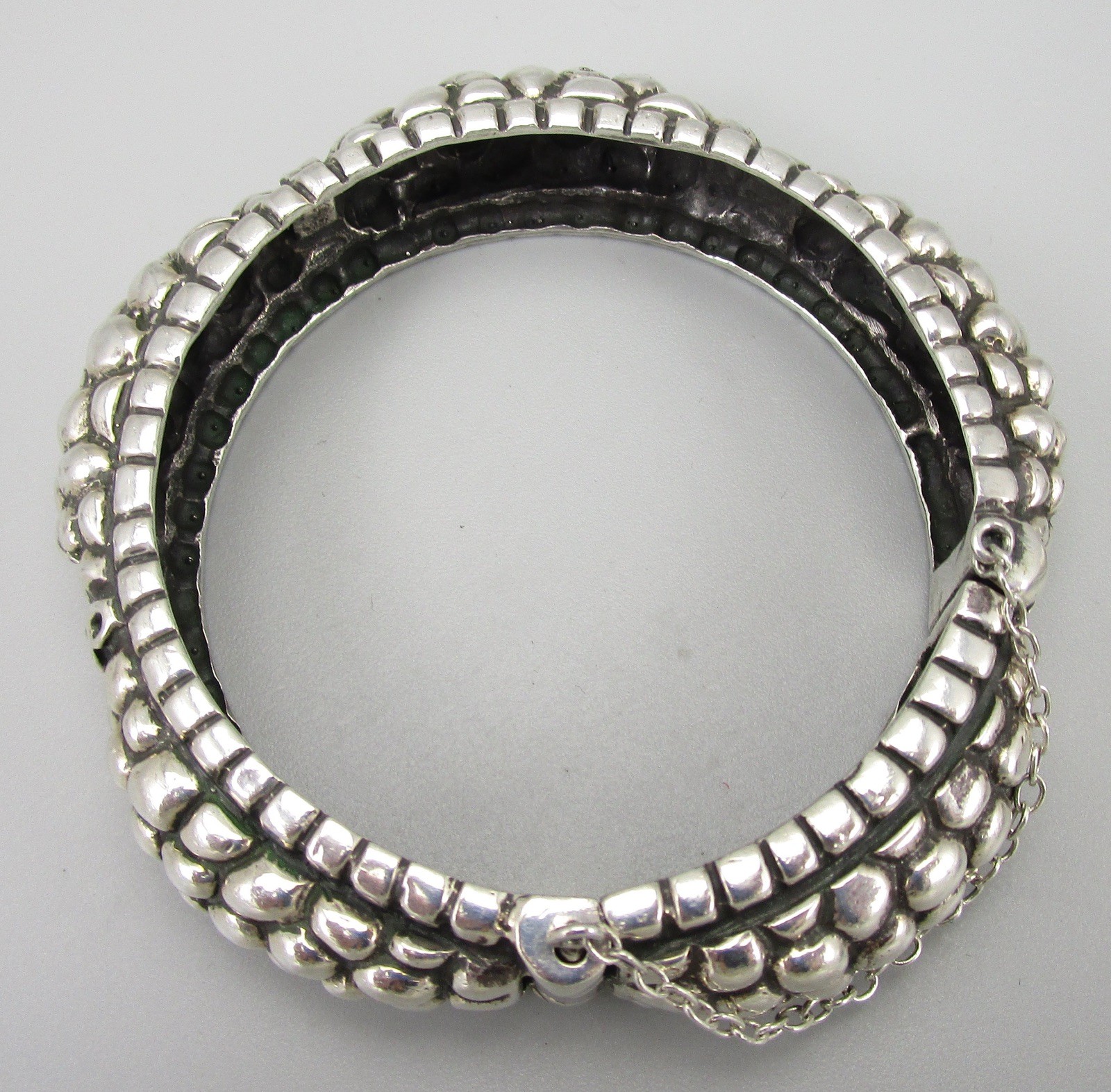 UNUSUAL DIAN MALOUF STERLING SILVER HINGED BANGLE BRACELET 67 GRAMS