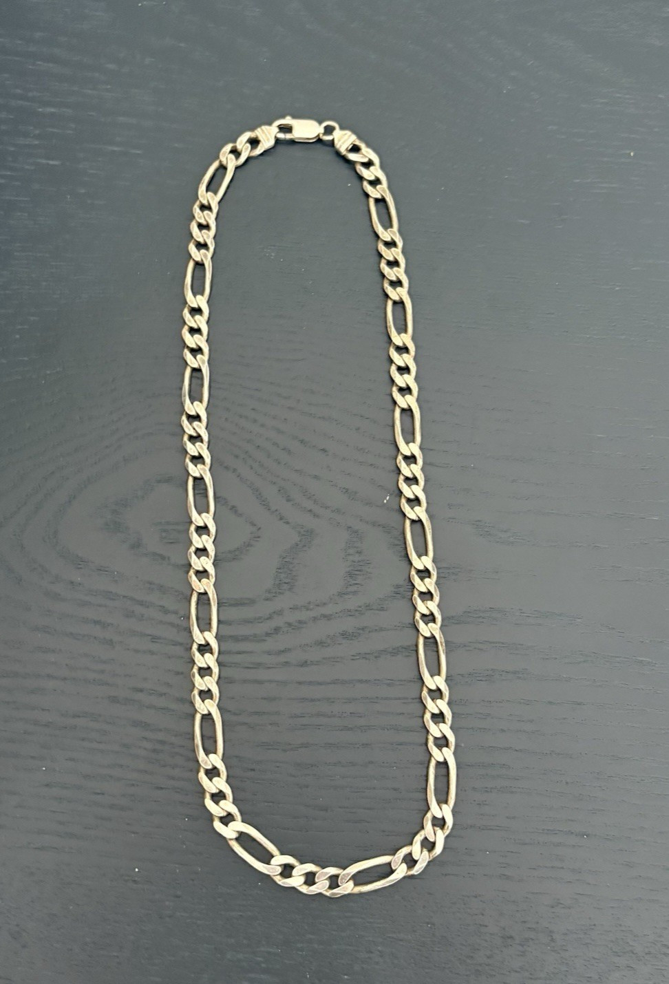Vintage HAN Italy 925 Sterling Silver Figaro Chain Necklace 42 Grams 20” Long