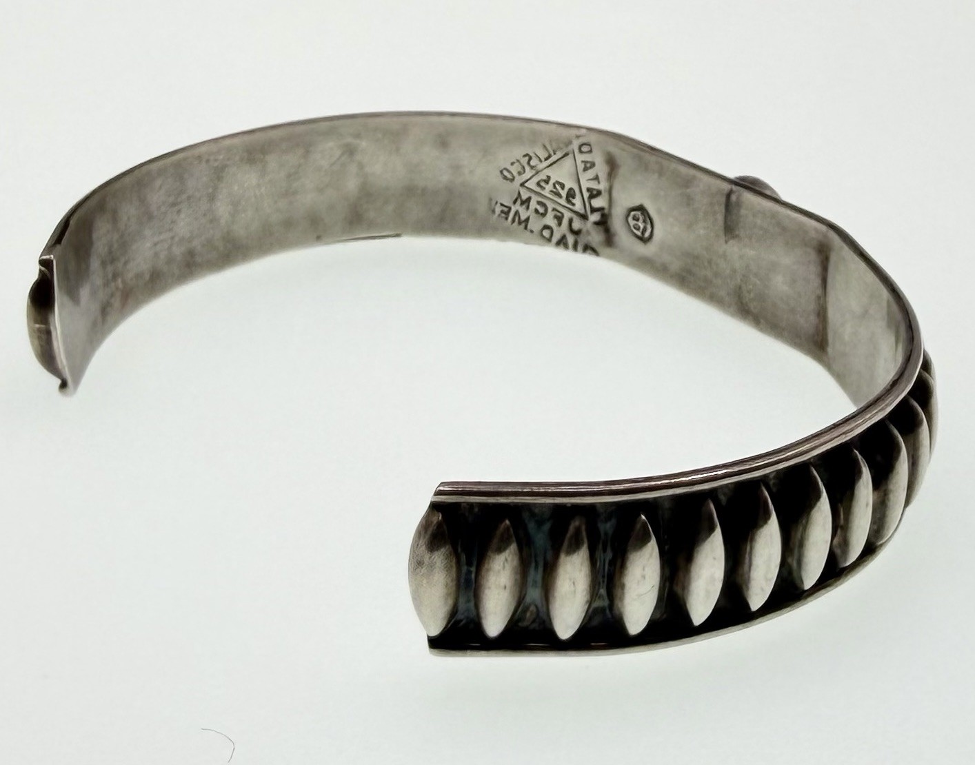 Vintage Plata de Jalisco JFCM Sterling Silver Cuff Bracelet Guad Mex Turquoise
