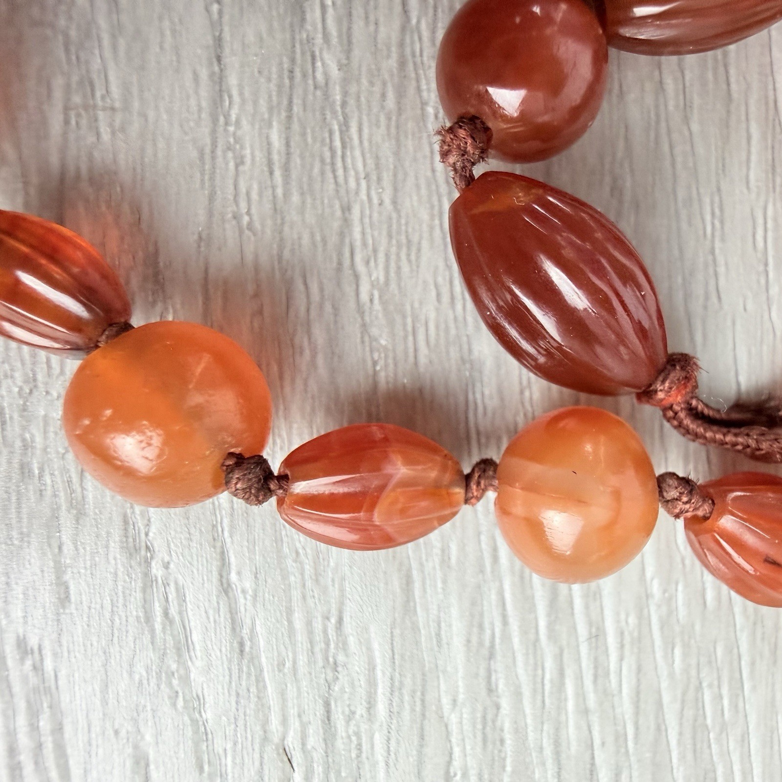 Vintage Possibly Antique Hand Knotted Carnelian Beaded Necklace Needs a Clasp