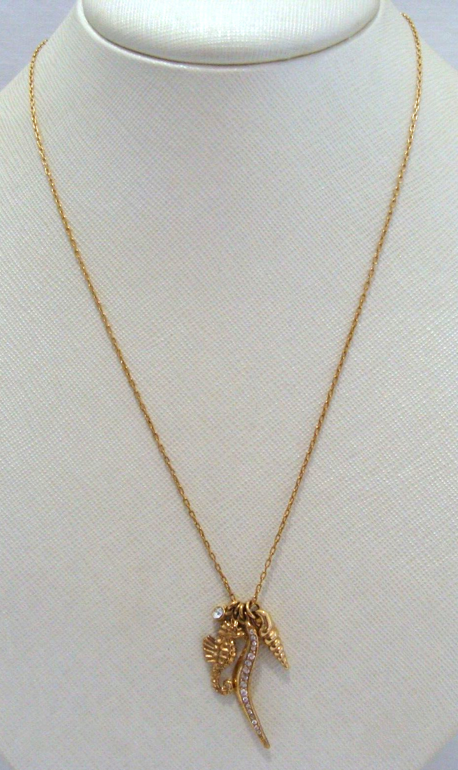Stella & Dot Gold-Tone Necklace With Ocean Themed Charms Including Seahorse