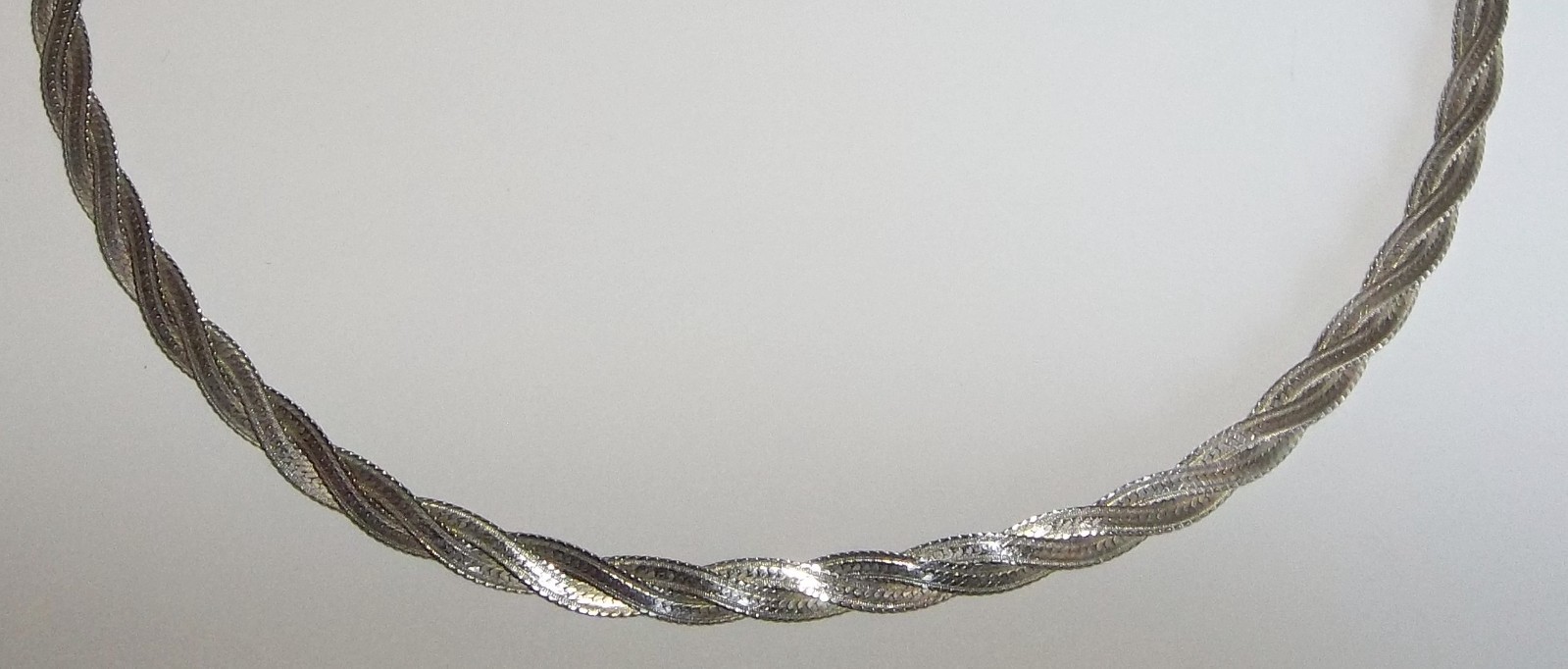 Vintage Double Twist Herringbone Sterling Silver Italy Necklace