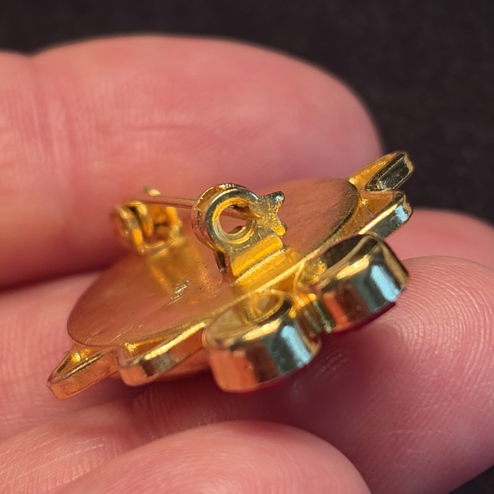 VTG Micro Mosaic Pin Brooch ~ ITALY Gold Tone ~ Bug Insect Ladybug Beetle Scarab