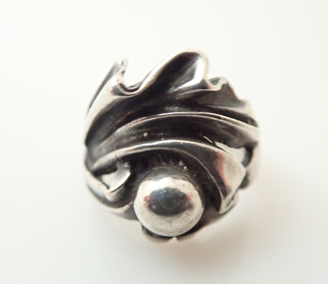 Vintage Arts and Crafts Abstract Modernist Sterling Silver Band Ring Sz 4.25