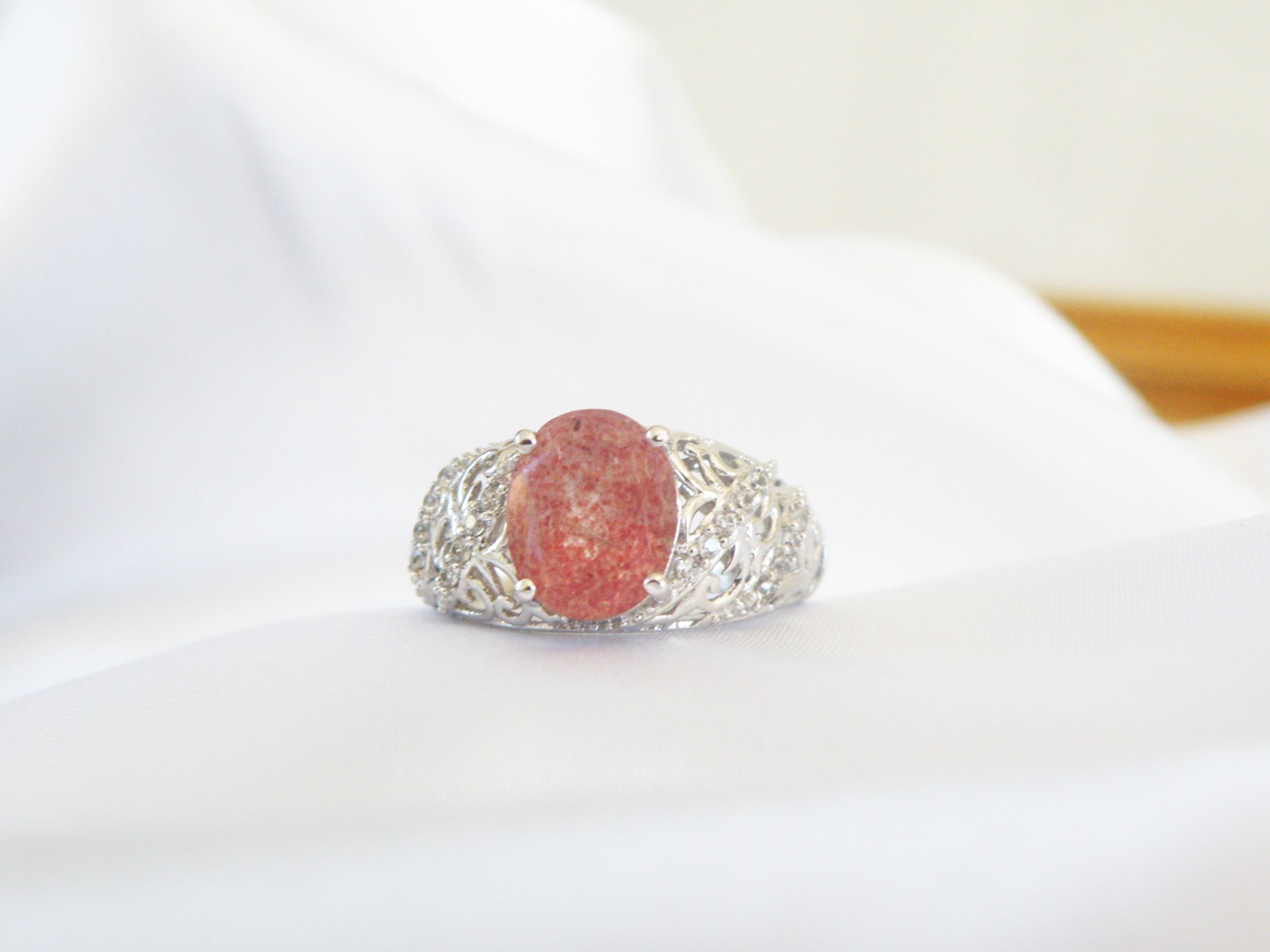 DJoy Sterling Silver 925 Pink Tanzanian Natronite Ring Size 7
