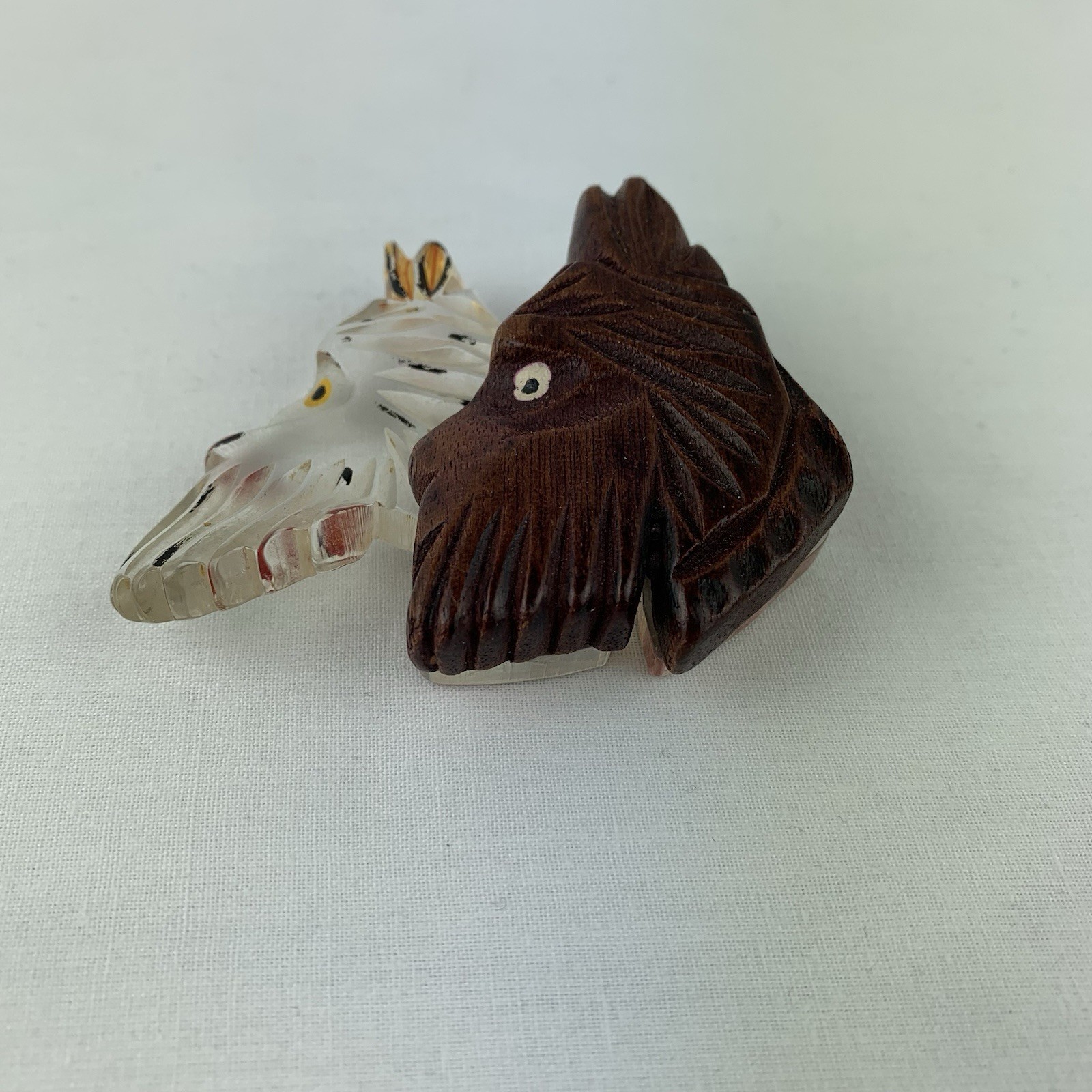 Vintage Hand Carved Lucite And Wood Scottie Dog Terrier Brooch