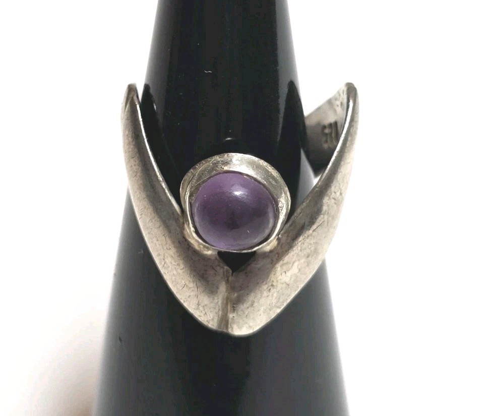 Vintage Modernist Balderas Taxco Mexican Sterling Silver Chevron Sz 4.25 LtG
