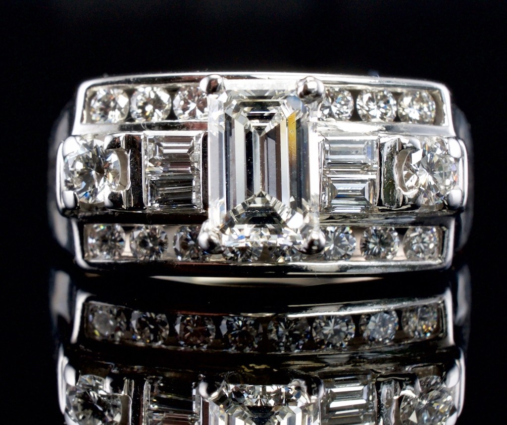Natural Diamond Ring 14K White Gold Band 1.14 TDW Engagement Estate