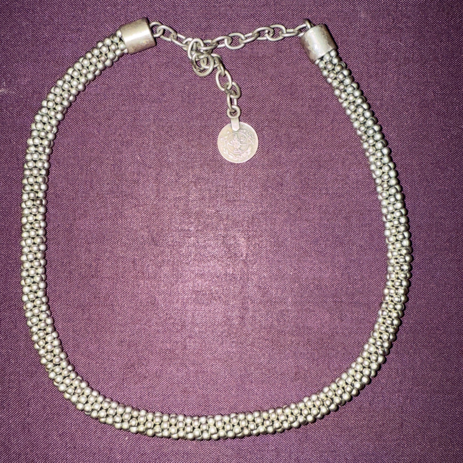 Vintage Silver Beaded Popcorn Chain Necklace