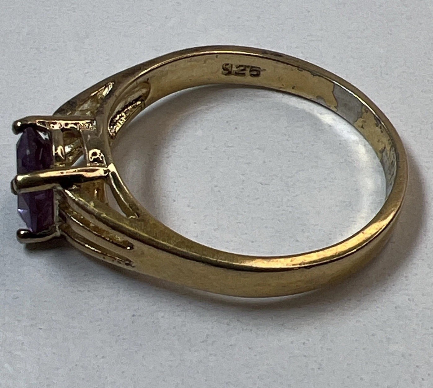 Gold Vermeil Sterling Silver Purple Sapphire Ring Size 8.25
