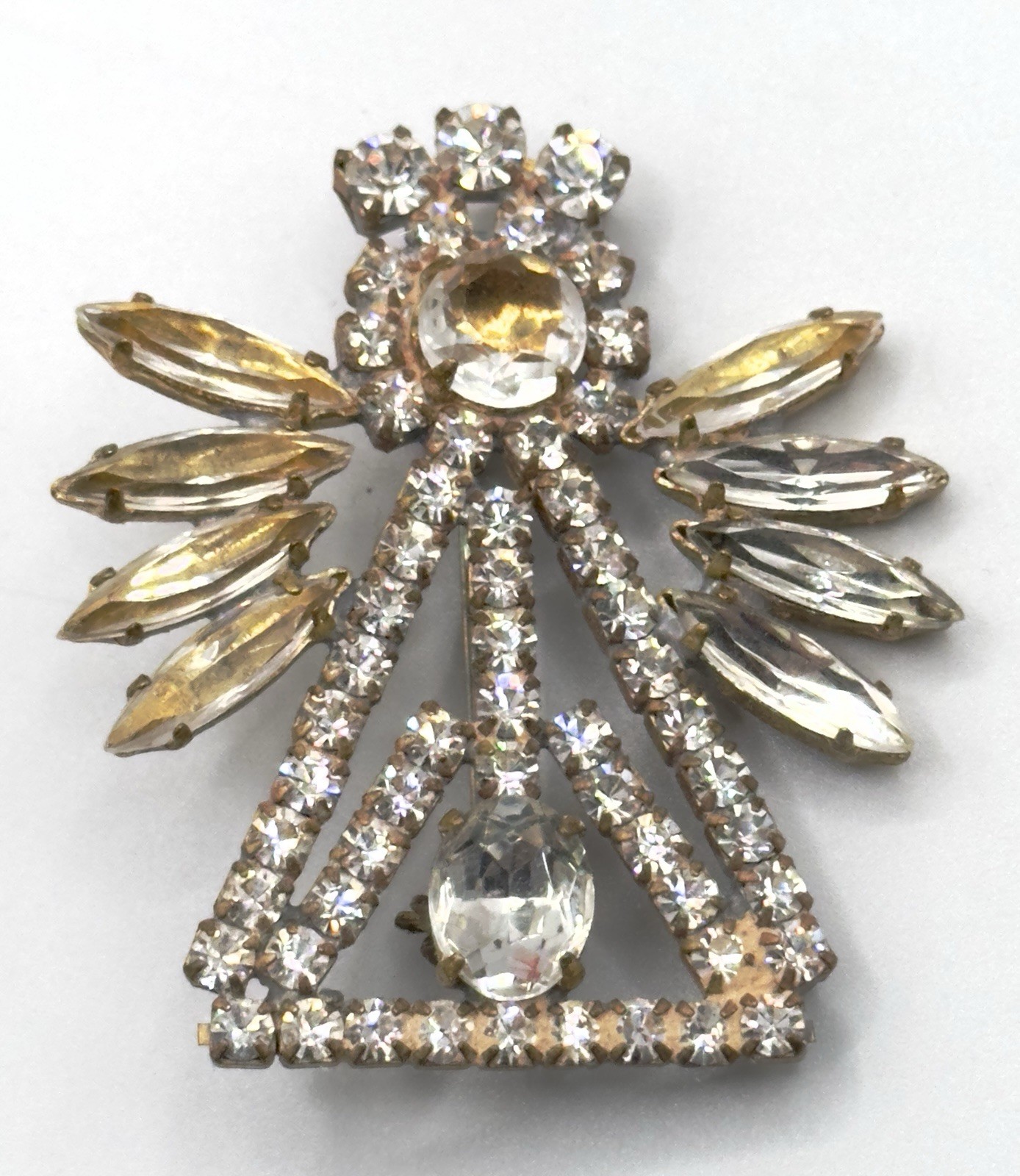 Vintage Czech Angel Brooch Art Deco 1925-1950s, Crystal & Glass: RARE OOAK