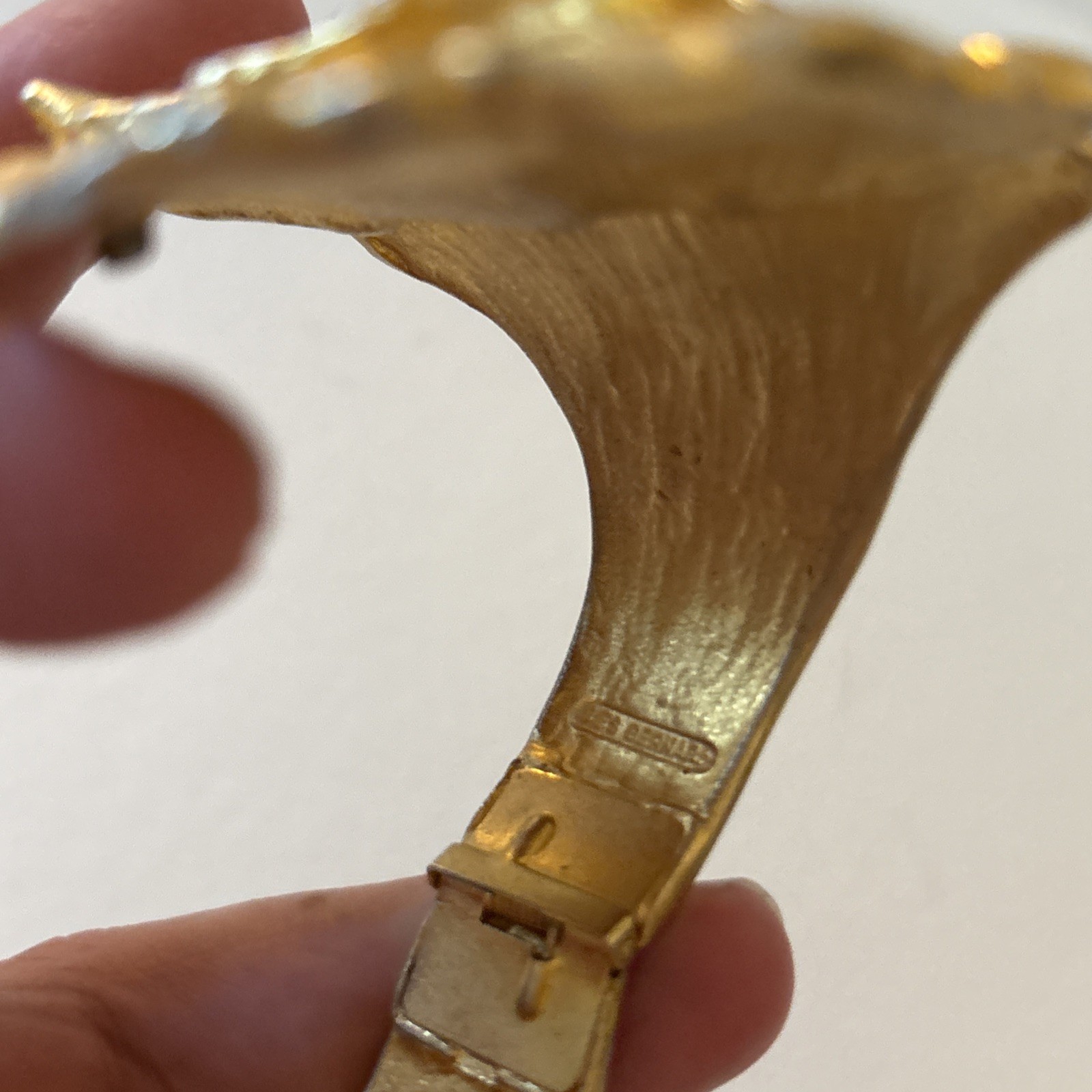 Les Bernard Ginkgo Leaf Vintage Gold Plate/Toned Cuff Bracelet