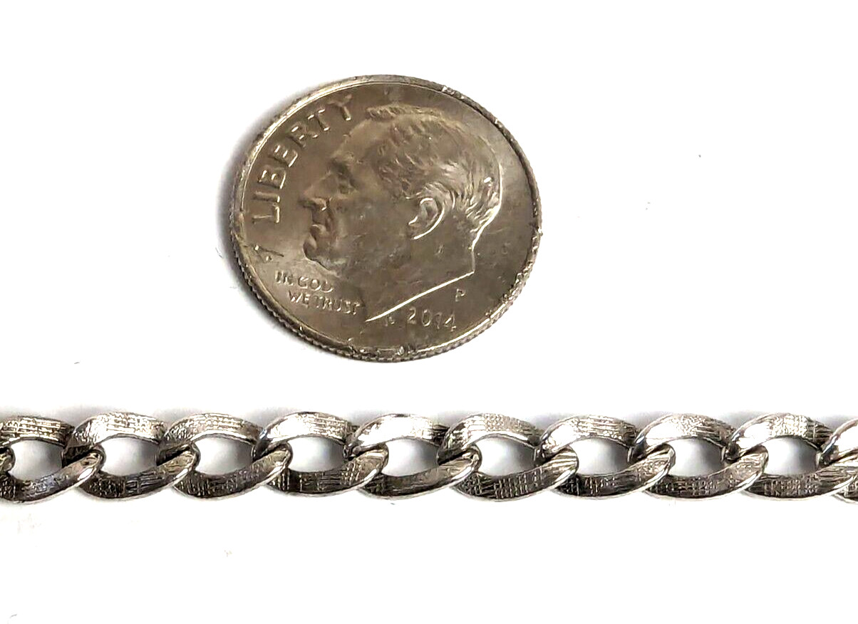 Vintage Sterling Silver Textured Link Starter Charm Bracelet 7.25” VERY NICE