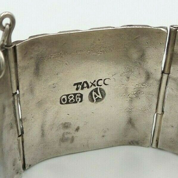 Ca. 1930 ARTEMIO NAVARRETE TAXCO, MEXICO 980 Silver & Onyx Face Panel Bracelet