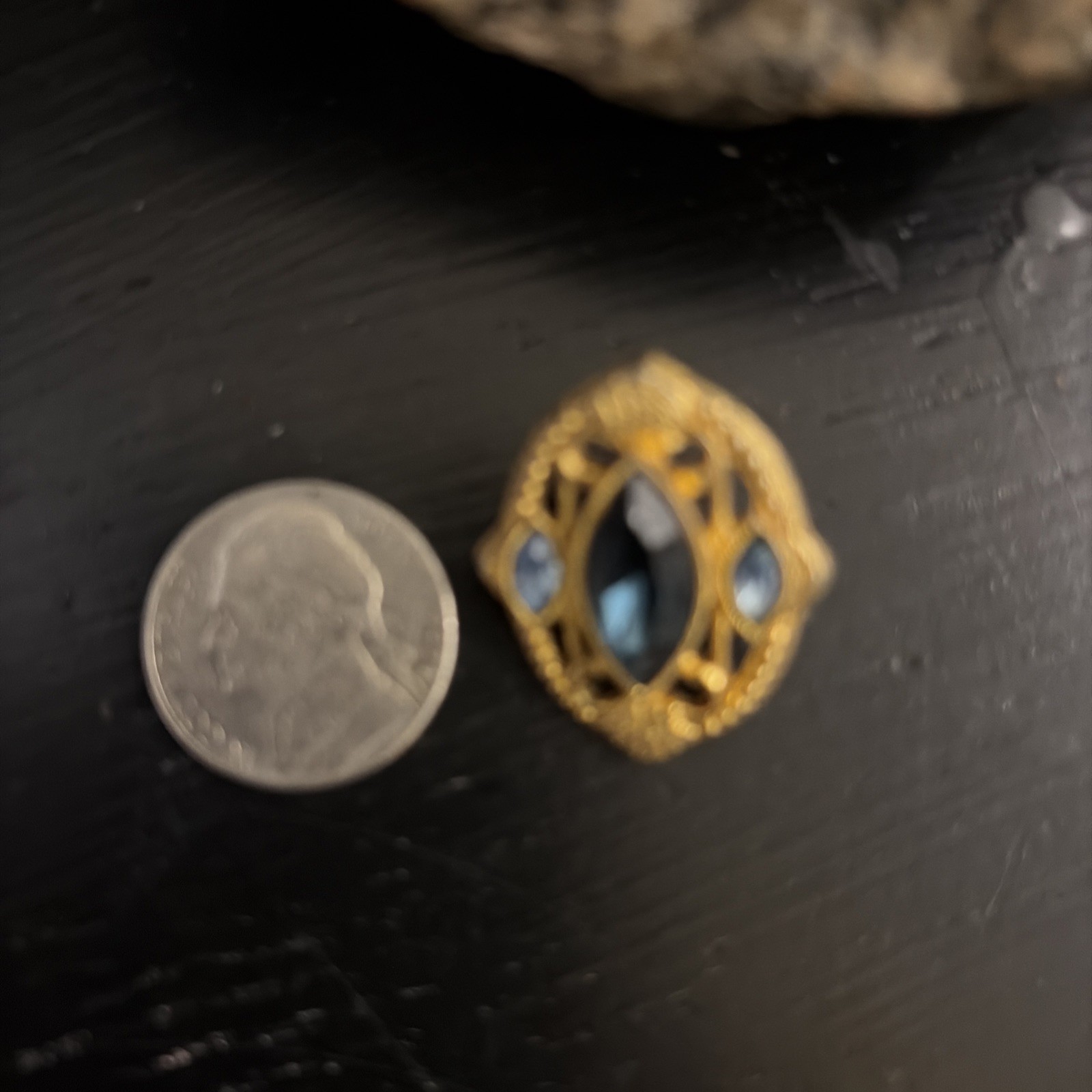 1928 Brand Pretty Filigree Pierced Earrings with Sky Blue Accents-Vintage