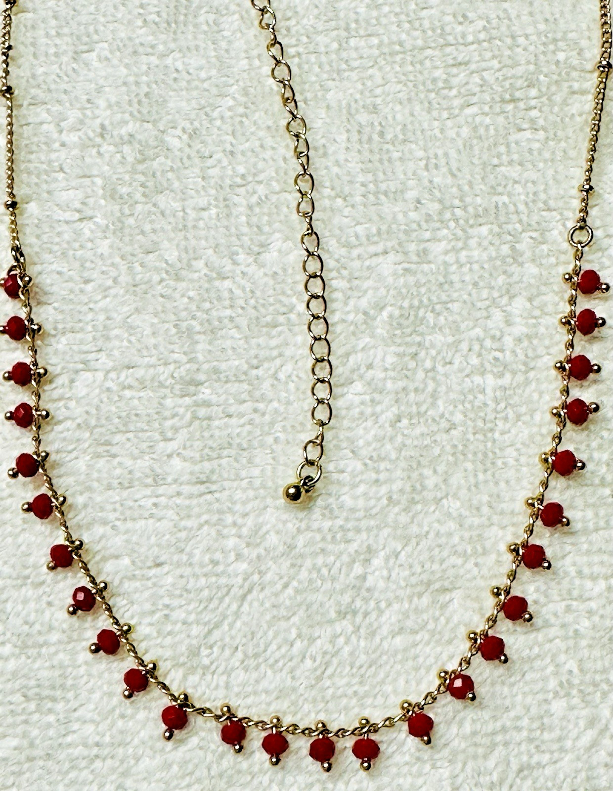 4 Collar Necklace Lot Green Black Red Gold Bead Dangles n0273