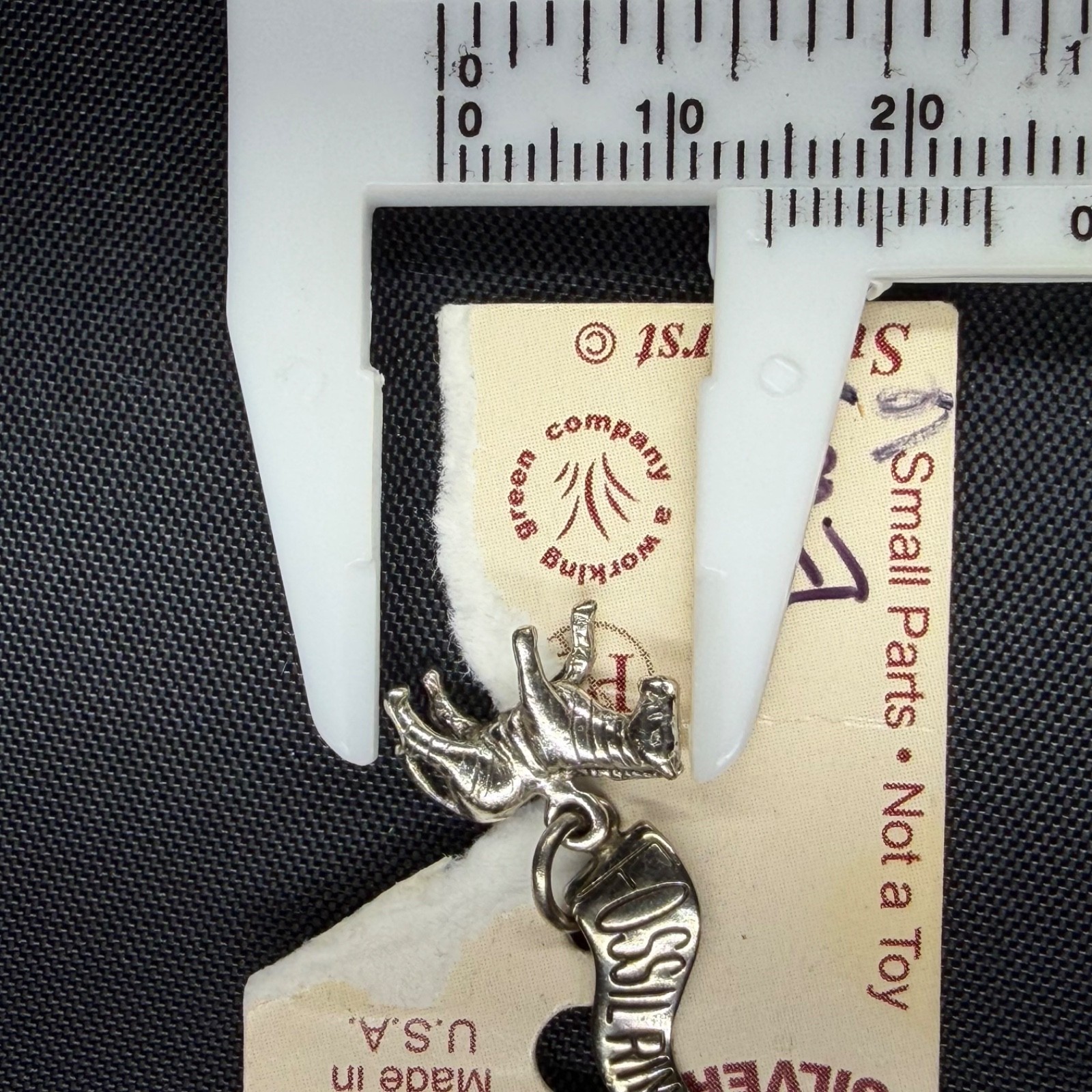 Vintage Sterling Silver Fossil Rim Museum Miniature Zebra Charm Pendant 1.53 g.