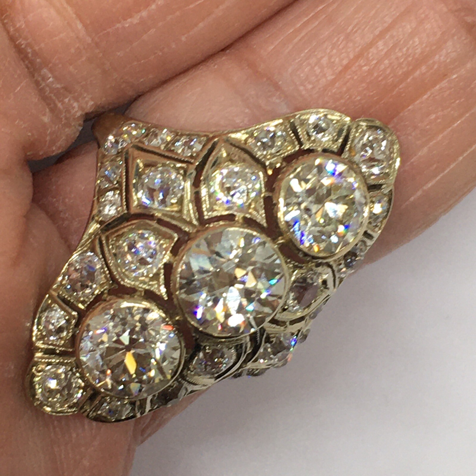 Art Deco 1920s Antique Ring 14K Gold 3.85 Ct Old European Cut American Size 6.5