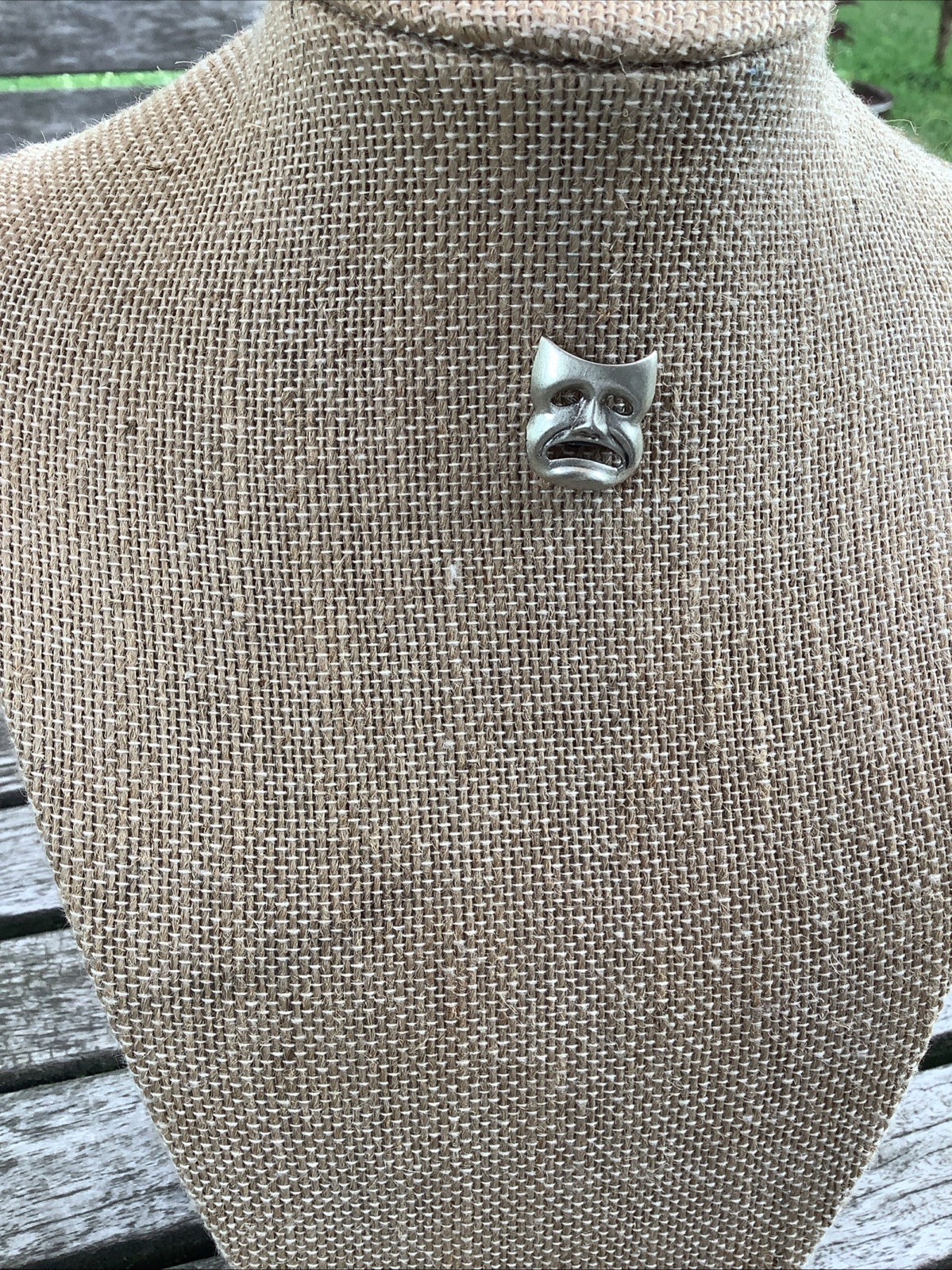Vintage Mini Silver Mask Whimsical Pin Brooch