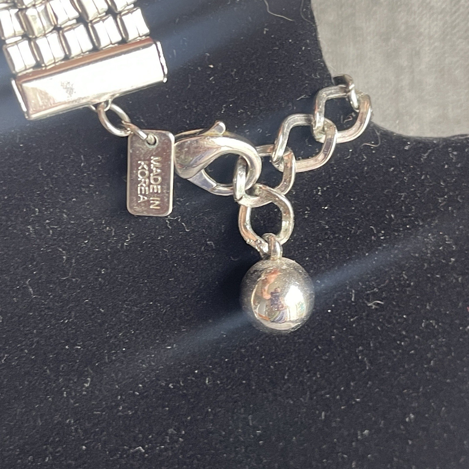 Vintage Silver Tone Metal Drape 5 Strand Necklace MCM Claw Clasp 25” Adjustable