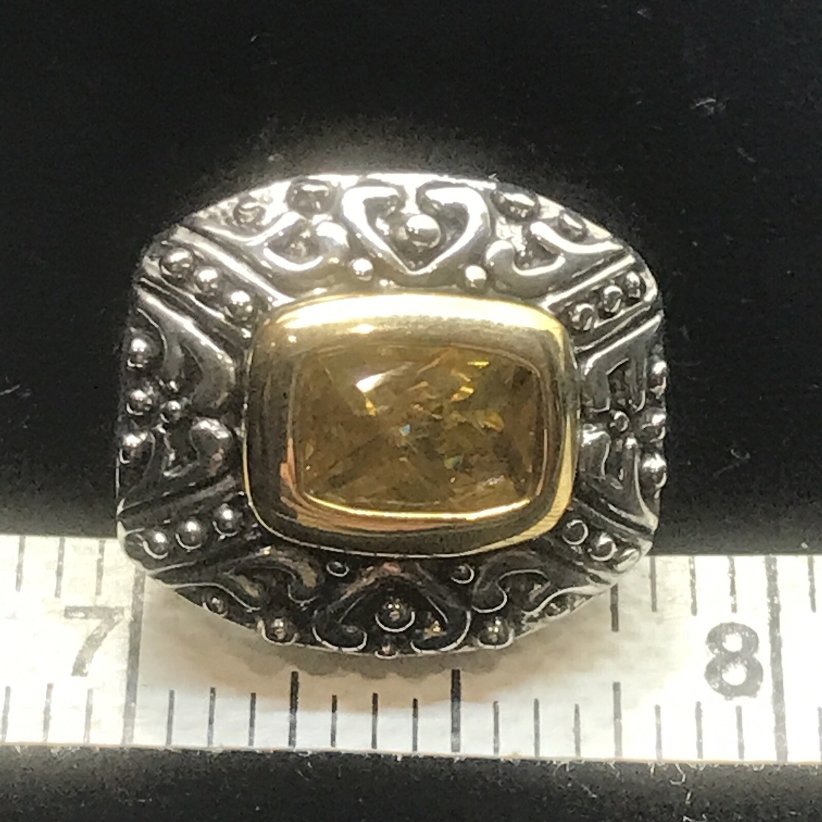 Vintage 2- tone Renaissance Revival Citrine Cubic Zirconia Clip-on Earrings