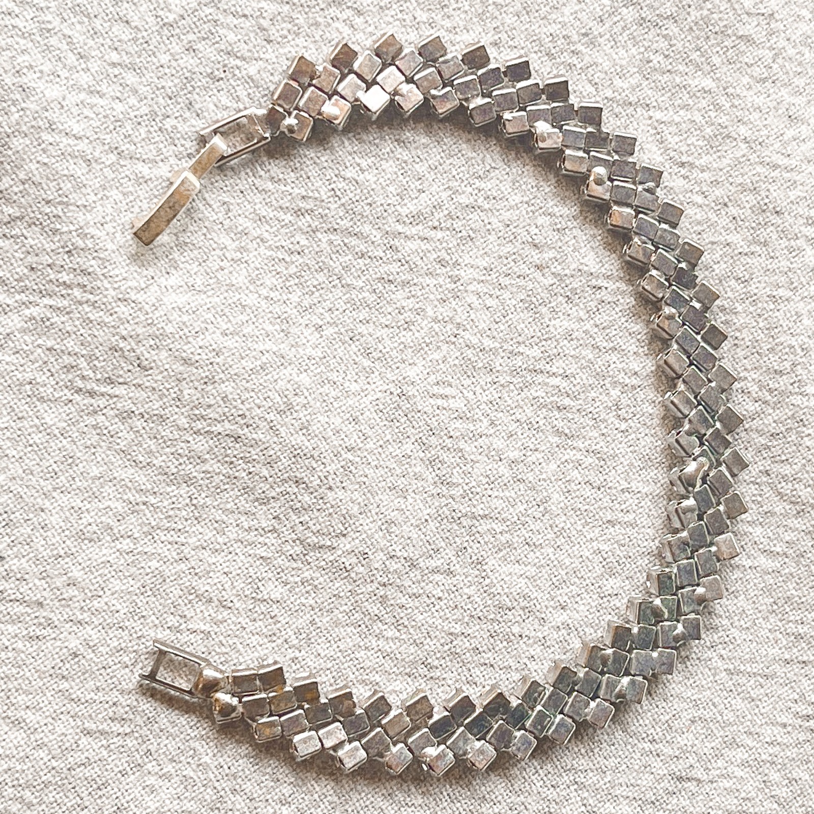 Vintage 1950s MCM Four-Row Rhinestone Tennis Bracelet Estate Costume Jewelry