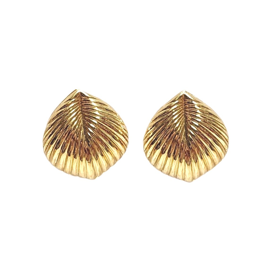 Vintage Napier Gold Tone Leaf Design Textured Post Stud Earrings Leaves Nature