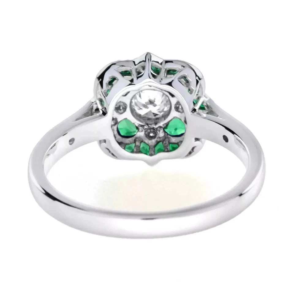 Art Deco Style Round Cut Lab Created Diamond 925 Silver Anniversary Ring
