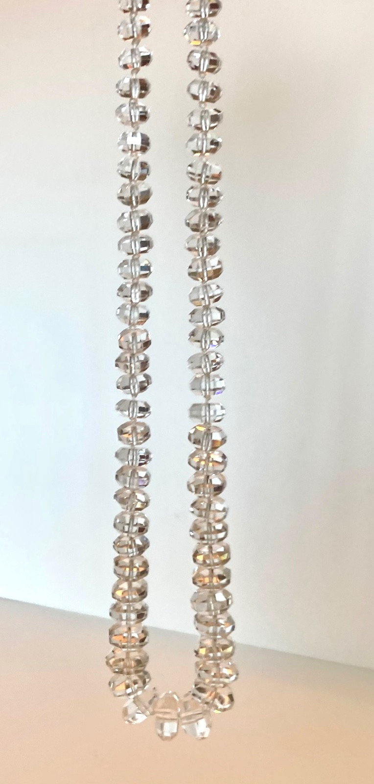 Art Deco Rock Crystal Graduated Hand Knotted 14k Diamond Clasp