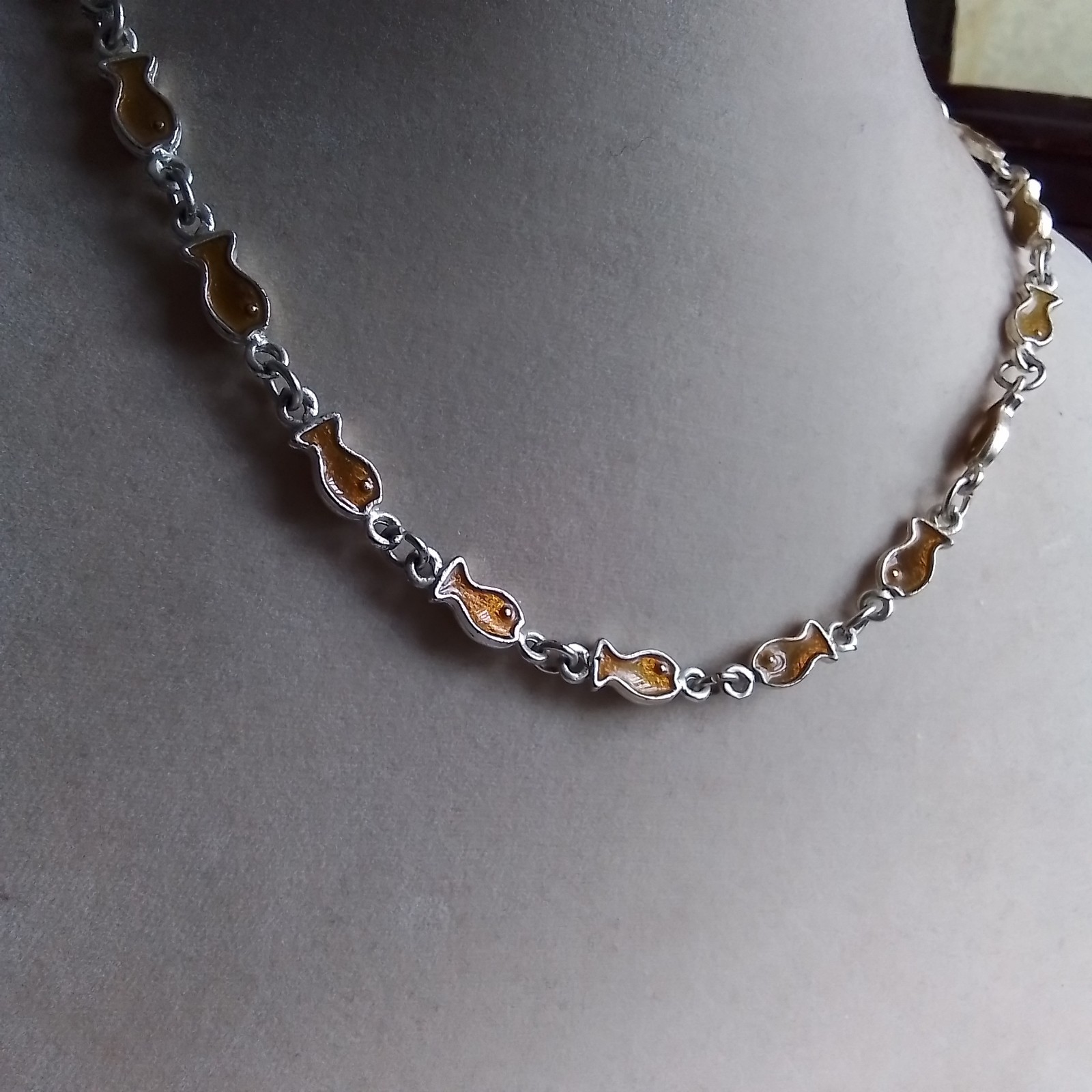 Austrian Crystal Necklace, USA, Clear, Goldtone Metal, 33″L, Lobster Clasp EUC