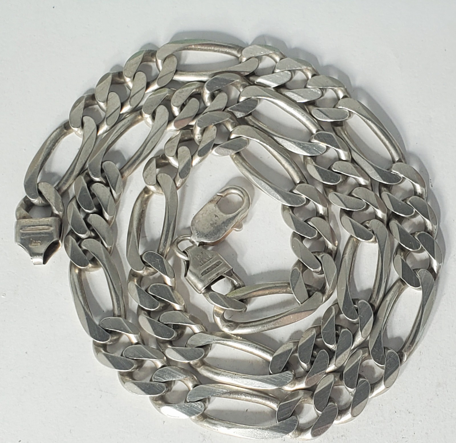 Vintage Sterling Silver Heavy ITALY Cuban Figaro Chain Necklace Lot 21.25″