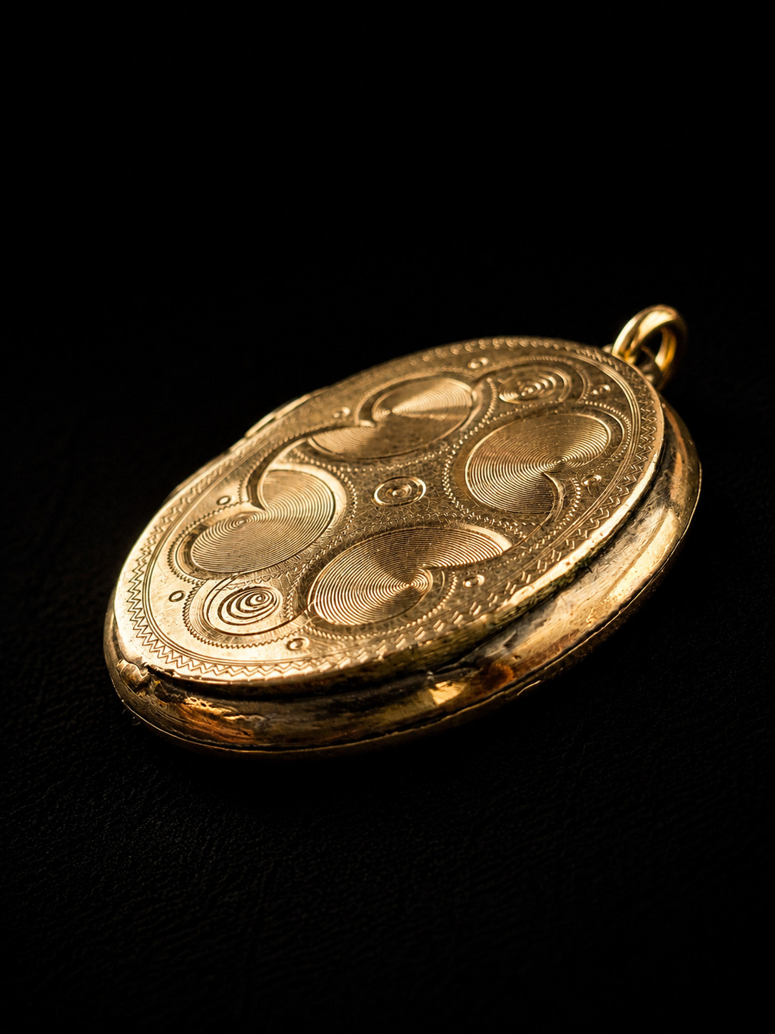 Antique Victorian 14K Gold Virgin Mary Enamel Locket Guilloche Religious Pendant