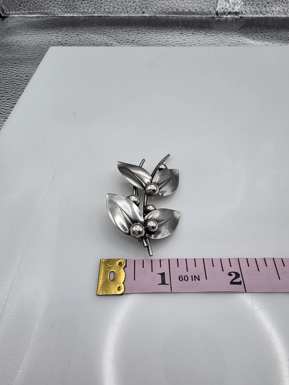 Vintage N.E. FROM Denmark Sterling Silver 925 Leaves And Berries Pin / Brooch