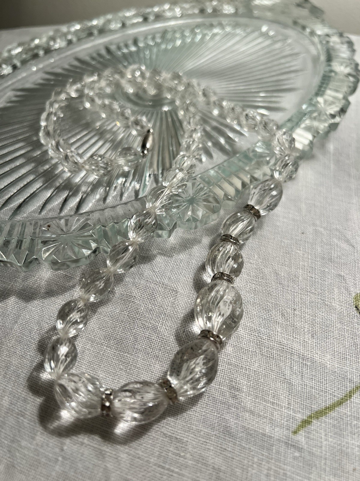 Vintage Acrylic Faceted Beads With Rondel Accents. 28 In Beautiful!