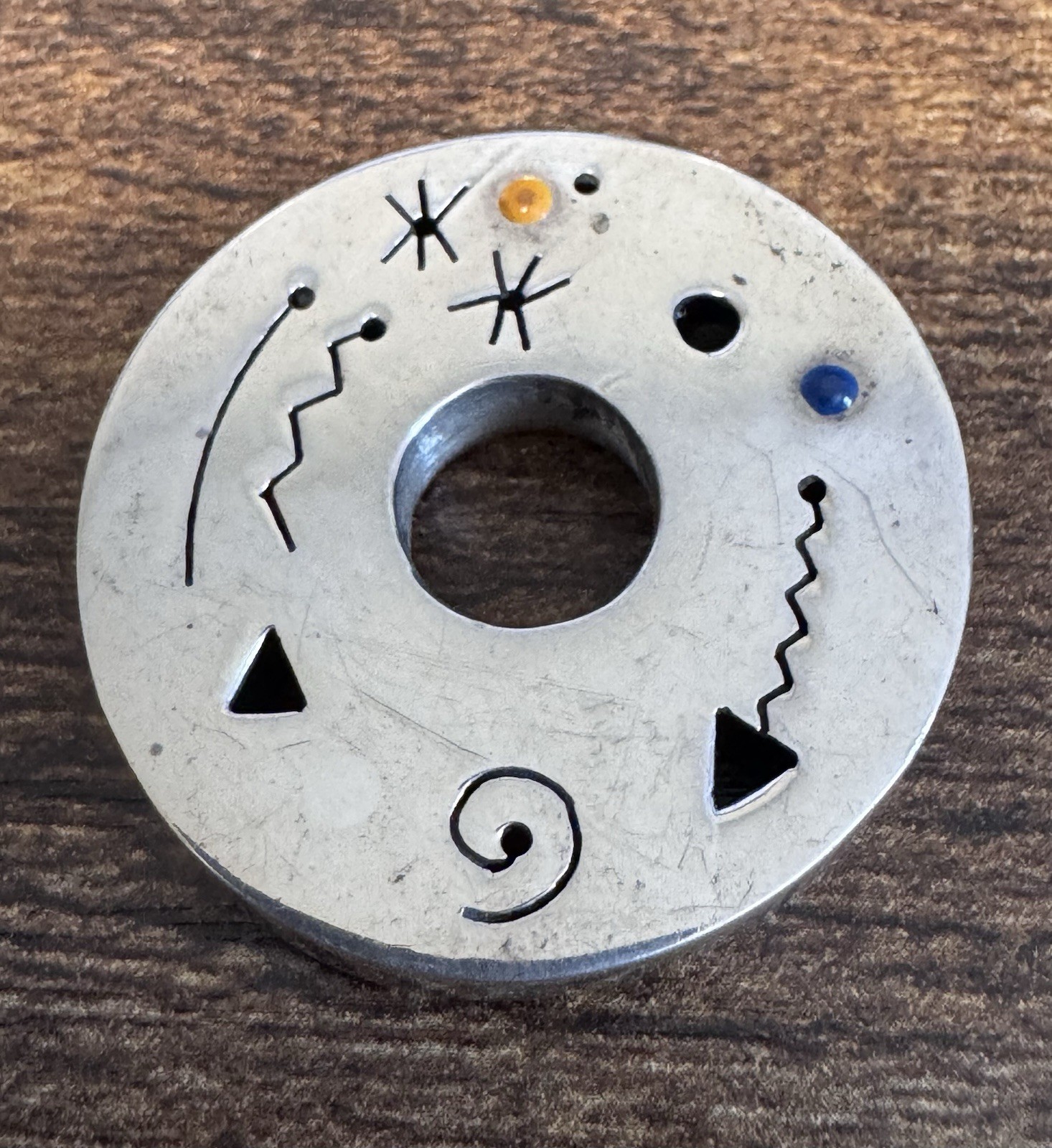 Vintage Modernist Sterling Silver 925 Disc Pendant – 1.5” – 17.3g