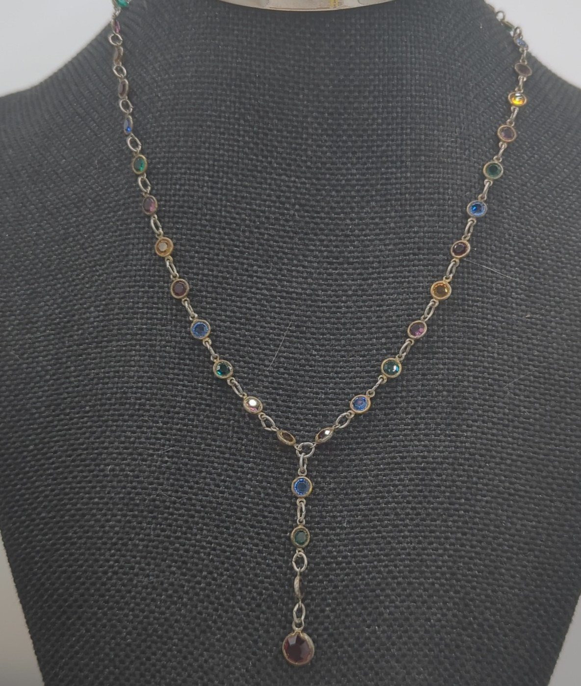 Vintage Austrian Crystal Multi Color Necklace 19″